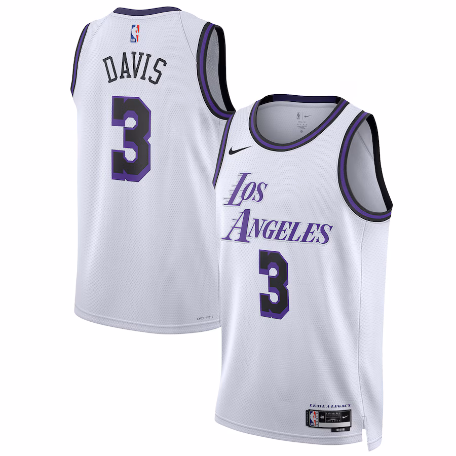 Unisex Los Angeles Lakers Anthony Davis Nike White 2022/23 Swingman Jersey - City Edition - SUjersey01