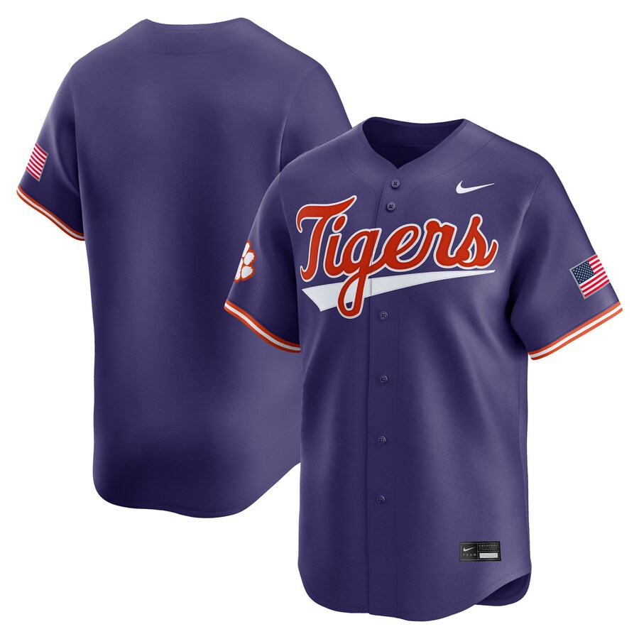 Men's Nike Purple Clemson Tigers College Limited Baseball Jersey - SUjersey01