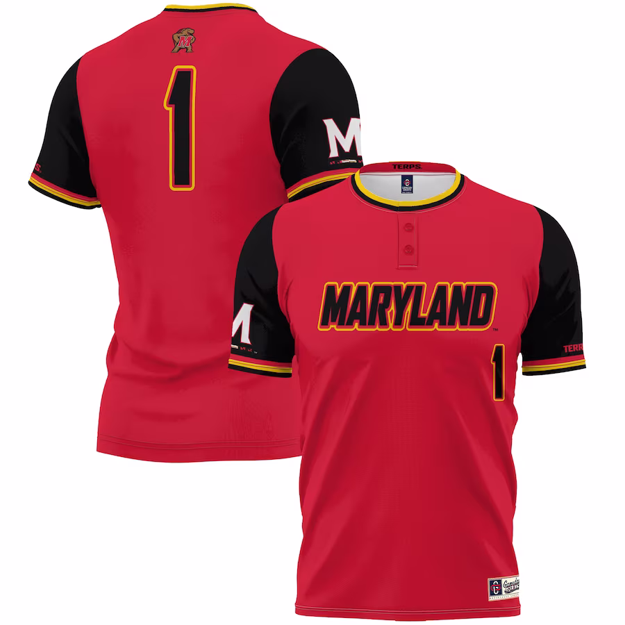 #1 Maryland Terrapins GameDay Greats Youth Lightweight Softball Jersey - Red - SUjersey01