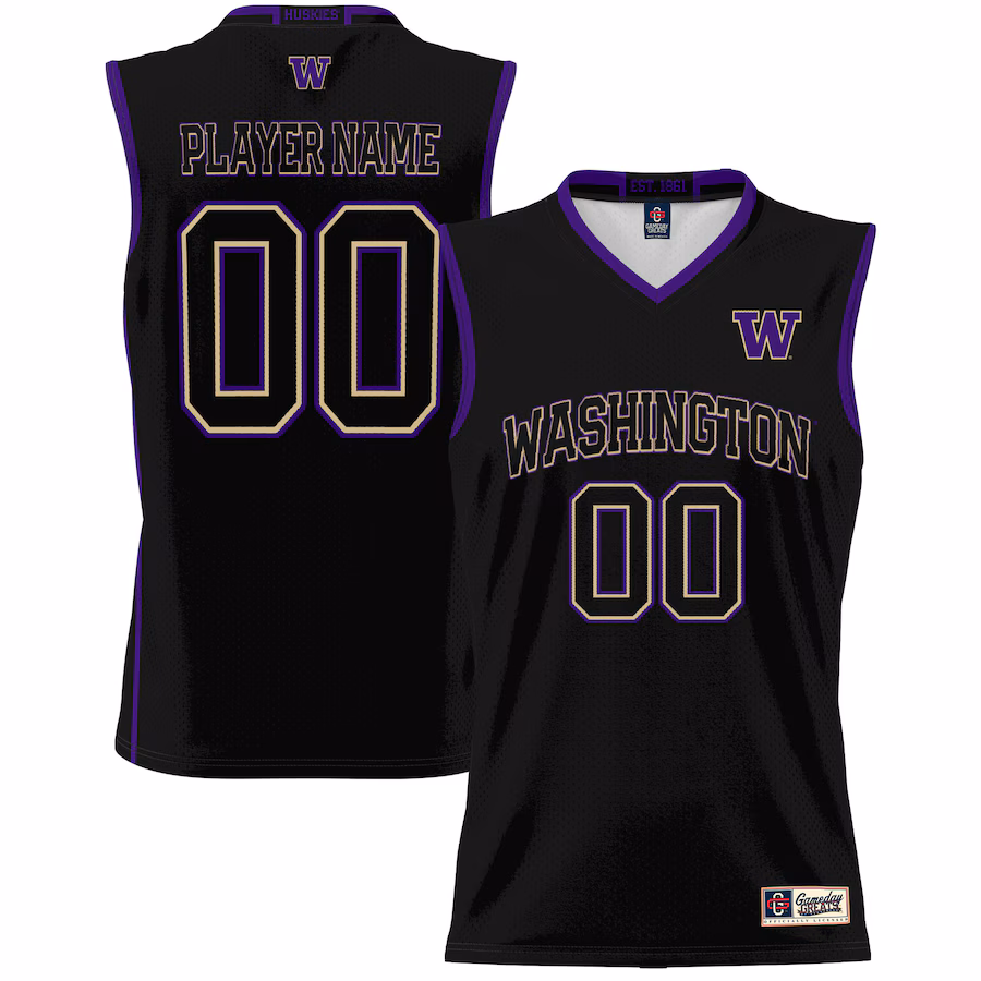 Washington Huskies GameDay Greats Youth NIL Pick-A-Player Lightweight Basketball Jersey - Black - SUjersey01