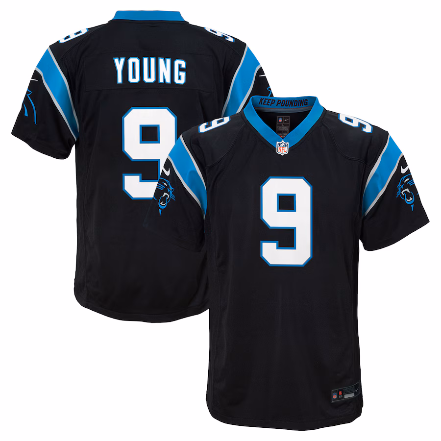 Youth Carolina Panthers Bryce Young Nike Black Game Jersey - SUjersey01