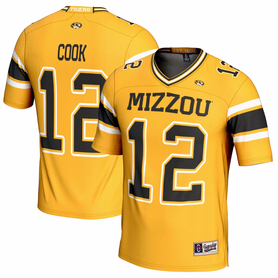 Brady Cook Missouri Tigers GameDay Greats Youth NIL Player Football Jersey - Gold - SUjersey01