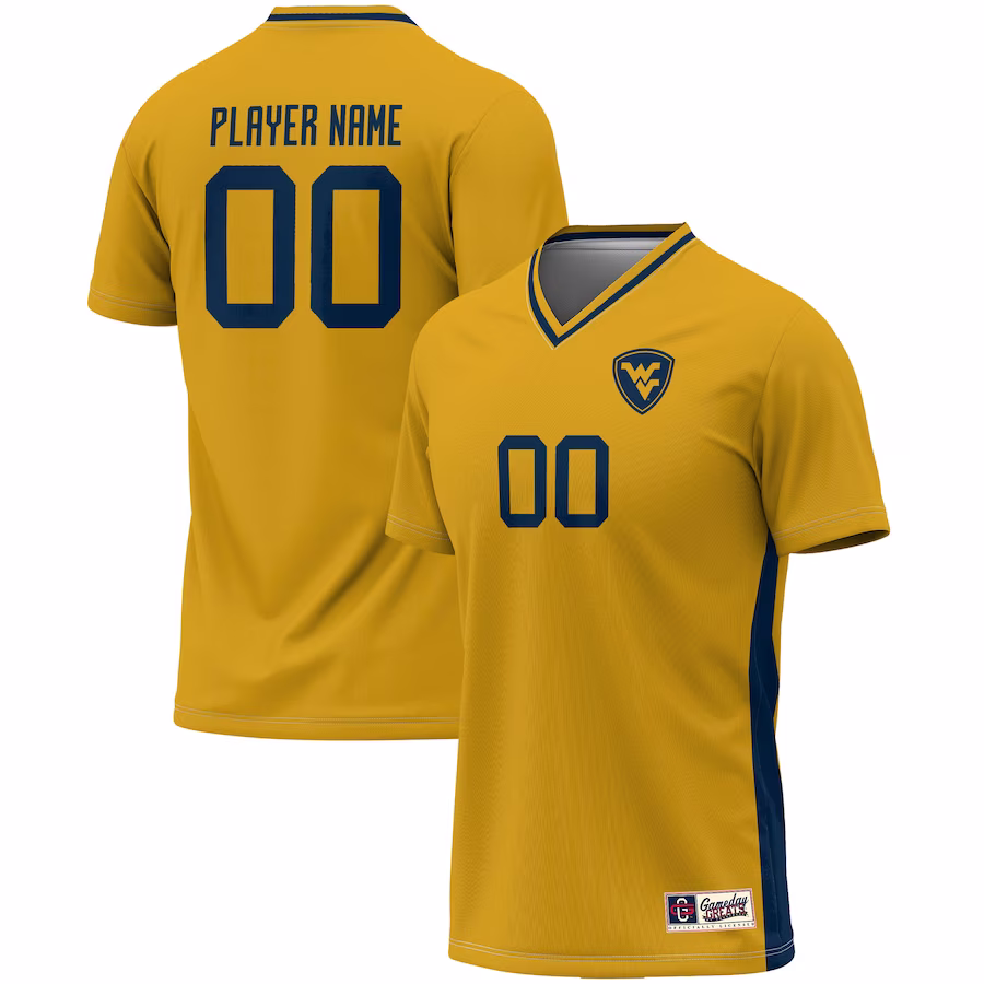 West Virginia Mountaineers GameDay Greats Unisex Pick-A-Player NIL Lightweight Soccer Jersey - Gold - SUjersey01