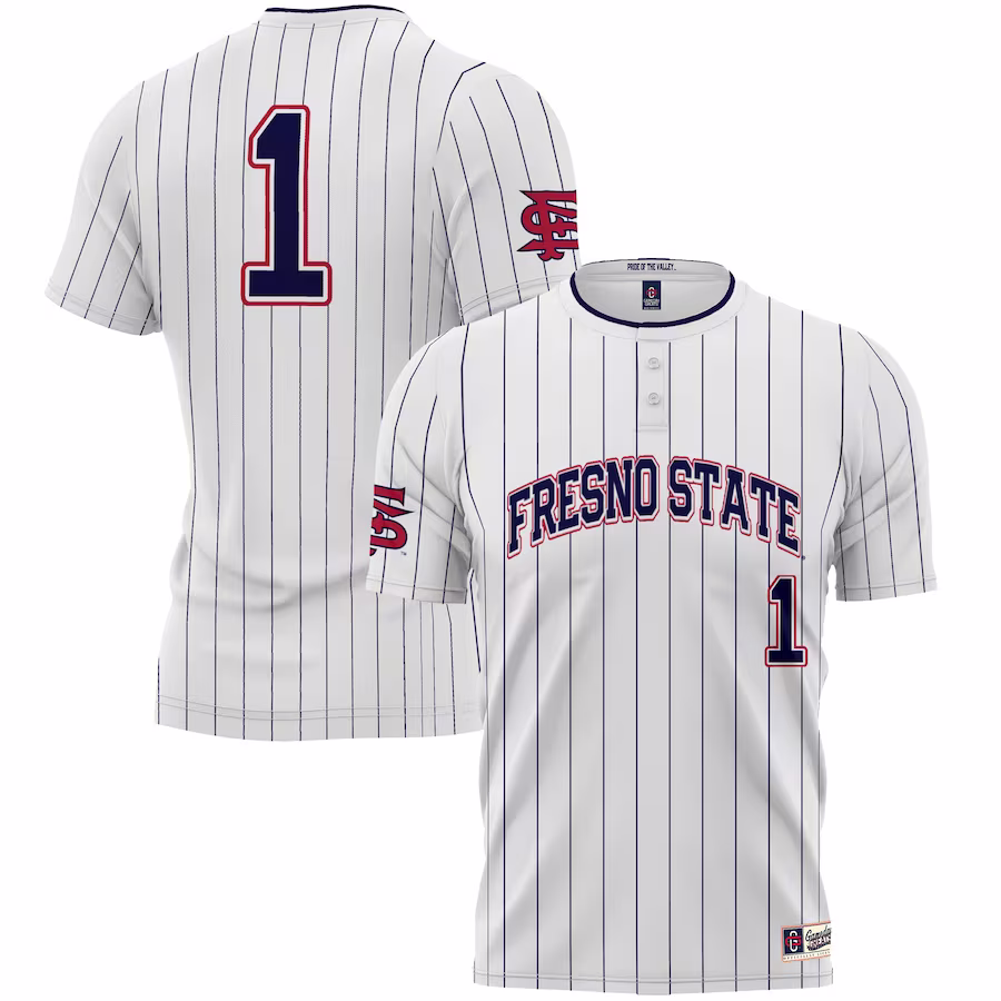 #1 Fresno State Bulldogs GameDay Greats Youth Lightweight Softball Jersey - White - SUjersey01