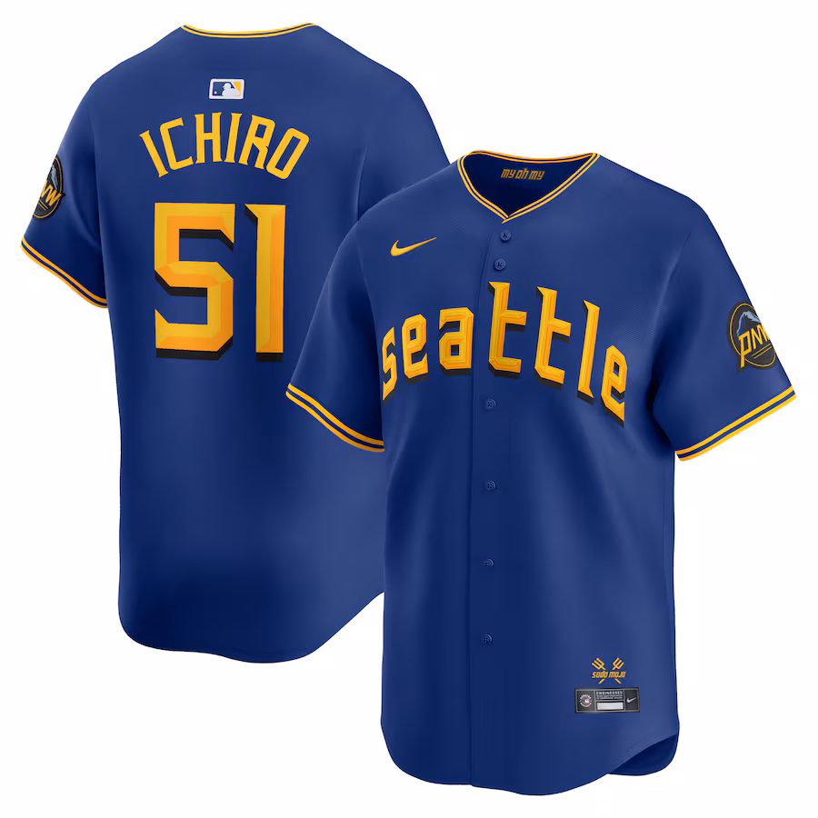Men's Seattle Mariners Ichiro Suzuki Nike Royal City Connect Retired Player Jersey - SUjersey01