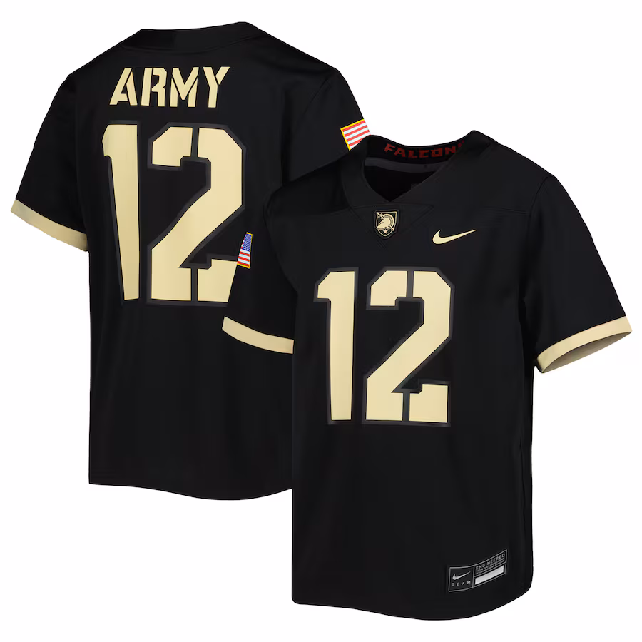 Youth Nike #12 Black Army Black Knights 1st Armored Division Old Ironsides Untouchable Football Jersey - SUjersey01