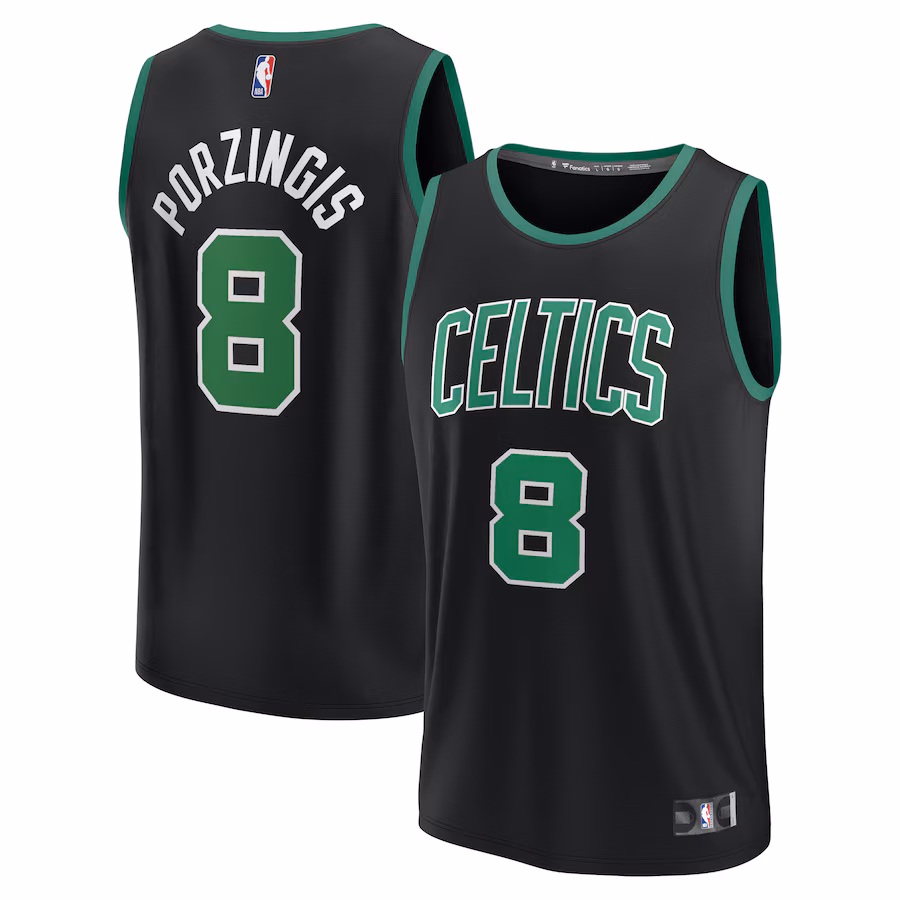 Men's Boston Celtics Kristaps Porzingis Fanatics Black Fast Break Player Jersey - Statement Edition - SUjersey01