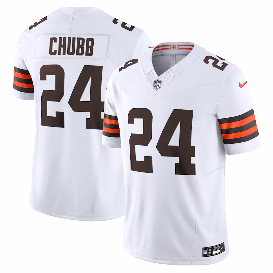 Men's Cleveland Browns Nick Chubb Nike White Vapor F.U.S.E. Limited Jersey - SUjersey01