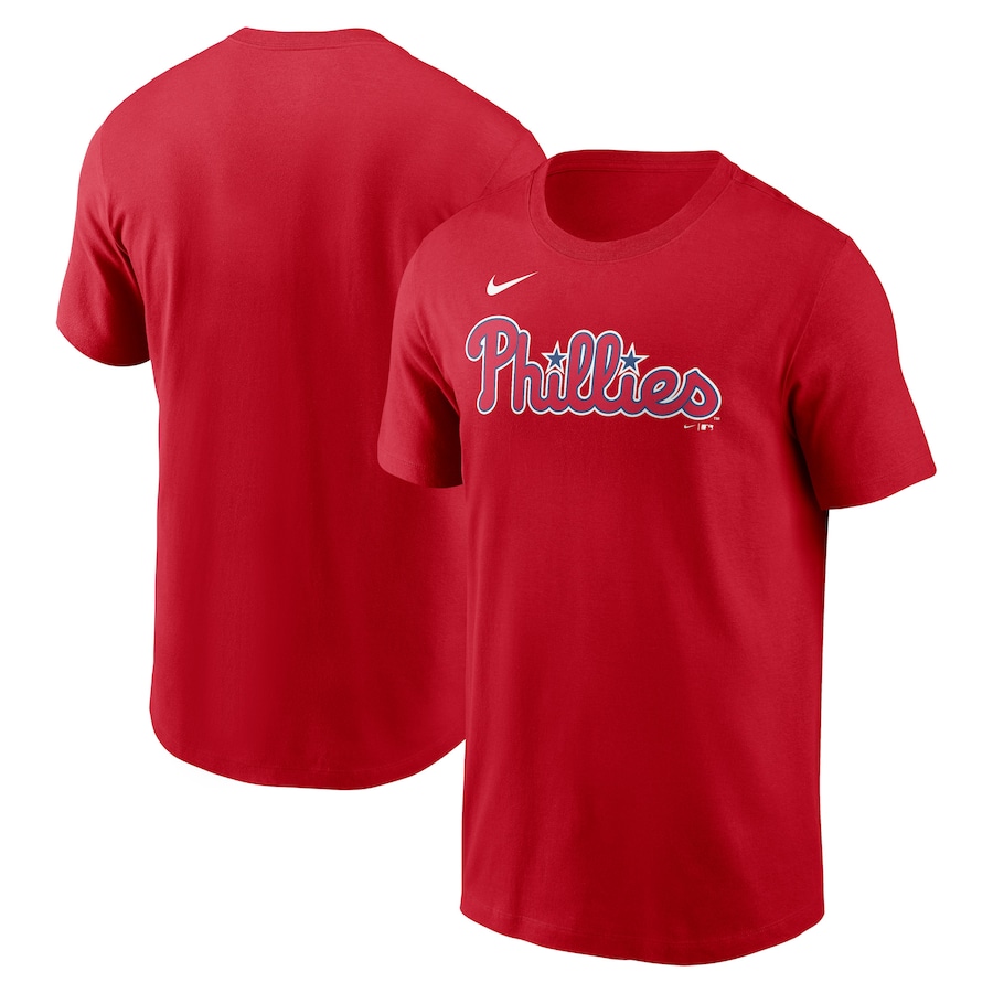 Men's Philadelphia Phillies Nike Red Fuse Wordmark T-Shirt - SUjersey01