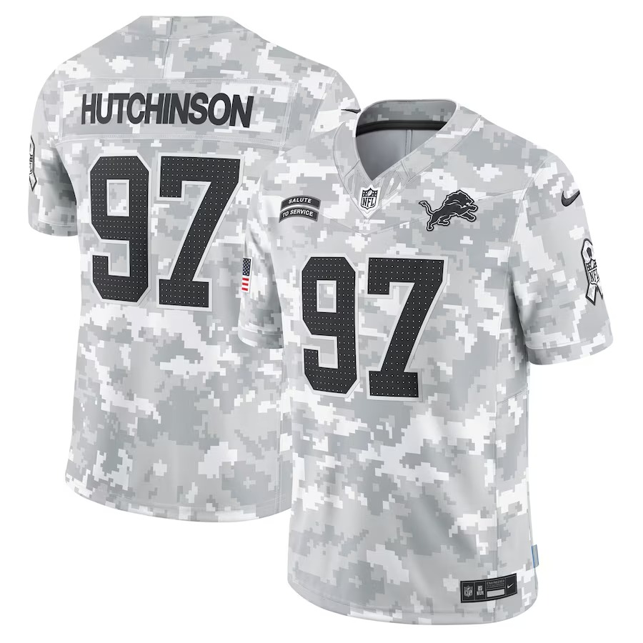 Men's Detroit Lions Aidan Hutchinson Nike Arctic Camo 2024 Salute to Service Limited Jersey - SUjersey01
