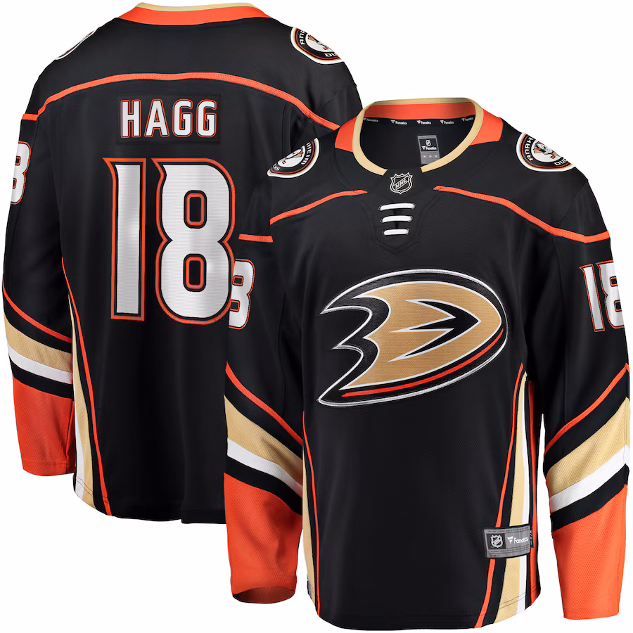 Men's Anaheim Ducks Robert Hagg Fanatics Black Home Breakaway Jersey - SUjersey01