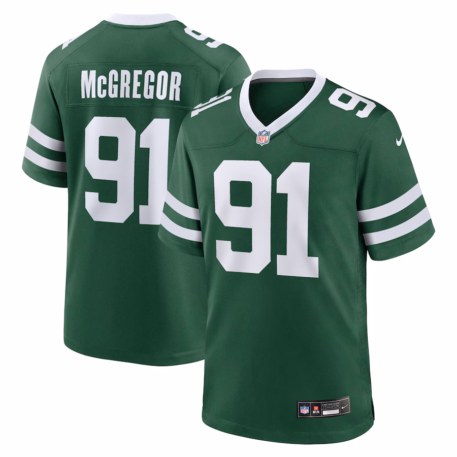 Men's New York Jets Braiden McGregor Nike Legacy Green Team Game Jersey - SUjersey01