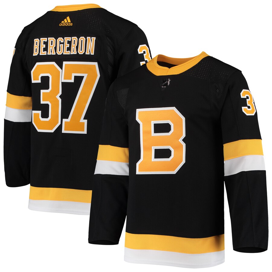 Men's Boston Bruins Patrice Bergeron adidas Black Alternate Authentic Player Jersey - SUjersey01