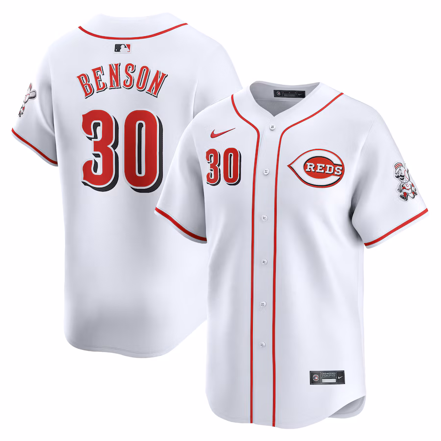 Men's Cincinnati Reds Will Benson Nike White Home Limited Player Jersey - SUjersey01
