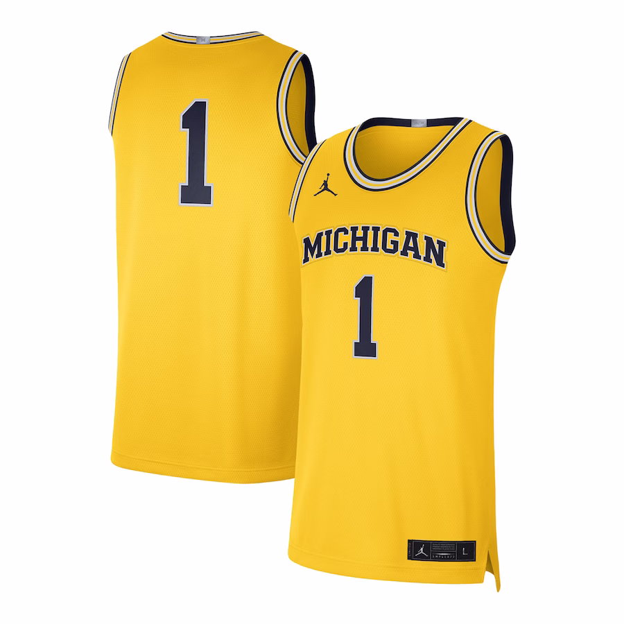 #1 Michigan Wolverines Jordan Brand Limited Authentic Jersey - Maize - SUjersey01