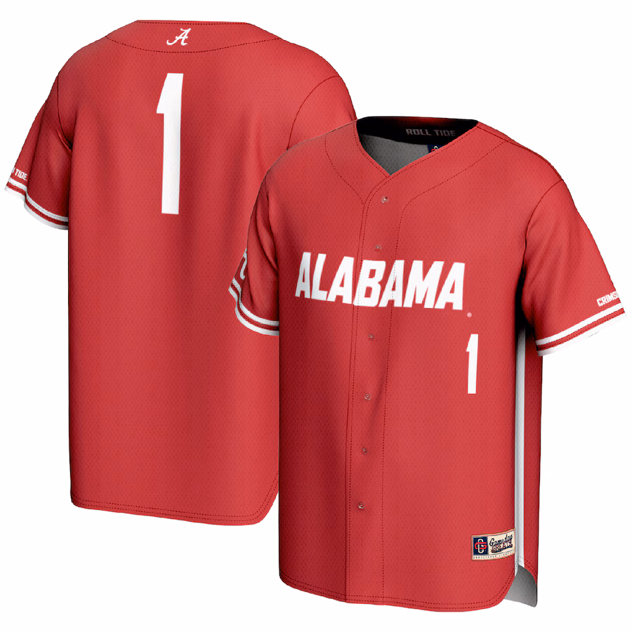 #1 Alabama Crimson Tide GameDay Greats Youth Lightweight Baseball Fashion Jersey - Crimson - SUjersey01