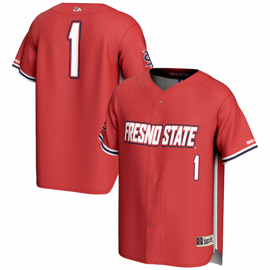 Men's GameDay Greats #1 Red Fresno State Bulldogs Lightweight Baseball Jersey - SUjersey01
