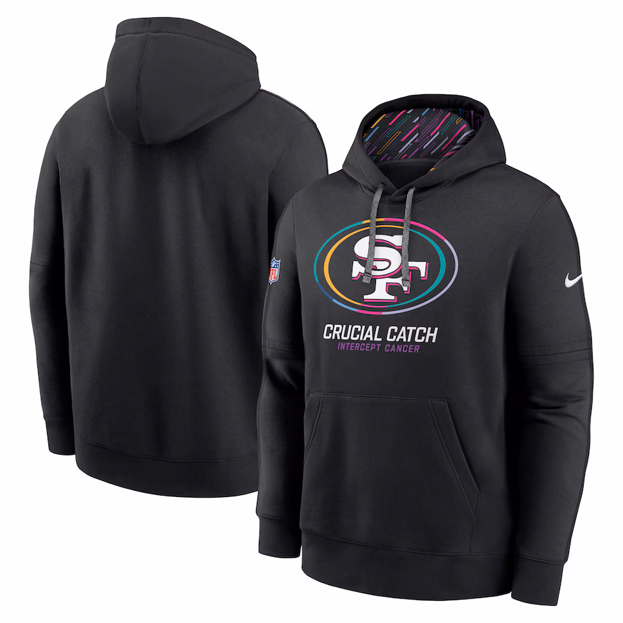 Men's San Francisco 49ers Nike Black 2024 NFL Crucial Catch Club Pullover Hoodie - SUjersey01