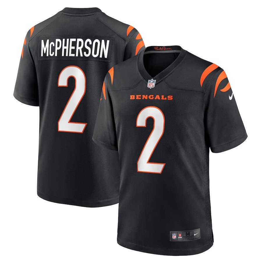 Men's Cincinnati Bengals Evan McPherson Nike Black Game Jersey - SUjersey01
