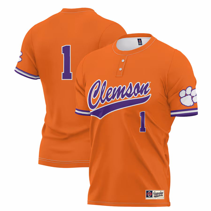 Youth GameDay Greats #1 Orange Clemson Tigers Lightweight Softball Jersey - SUjersey01