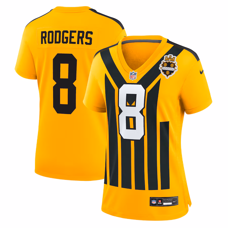 Women's Pittsburgh Steelers Aaron Rodgers Nike Gold Alternate 1933 Throwback Game Jersey - SUjersey01
