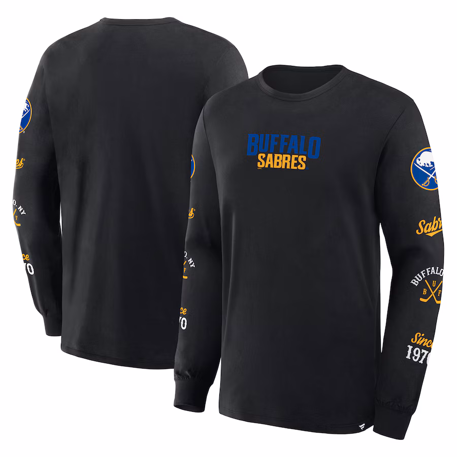 Men's Buffalo Sabres Fanatics Black Boxed In Legacy Long Sleeve T-Shirt - SUjersey01