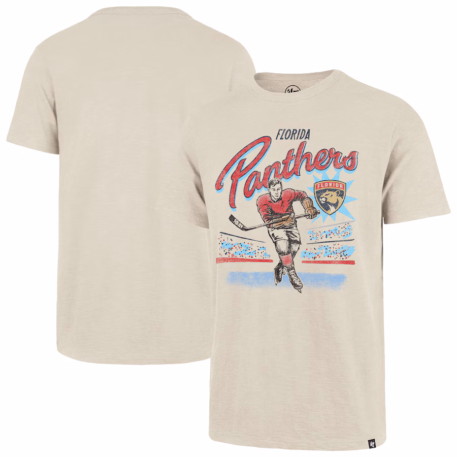 Men's Florida Panthers '47 Natural Hockey Player Golden Age Scrum T-Shirt - SUjersey01