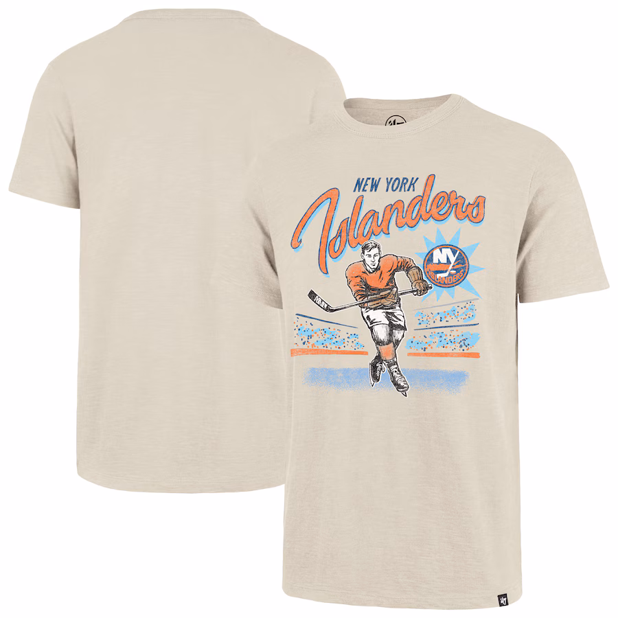Men's New York Islanders '47 Natural Hockey Player Golden Age Scrum T-Shirt - SUjersey01