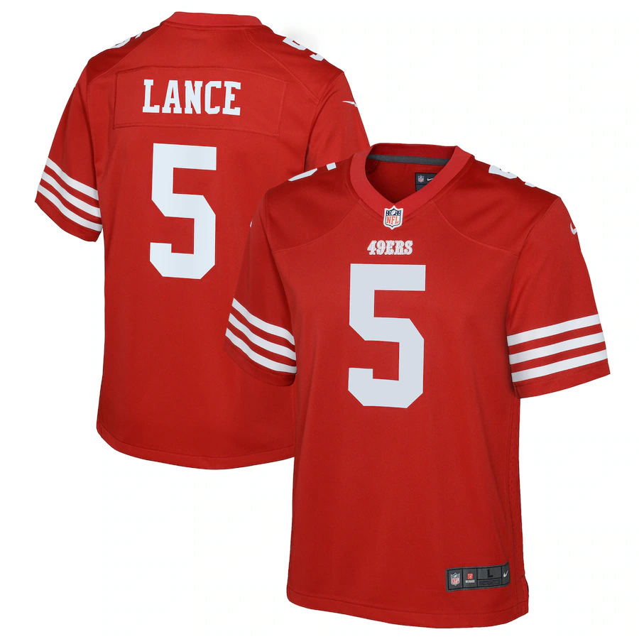 Youth San Francisco 49ers Trey Lance Nike Scarlet Game Jersey - SUjersey01