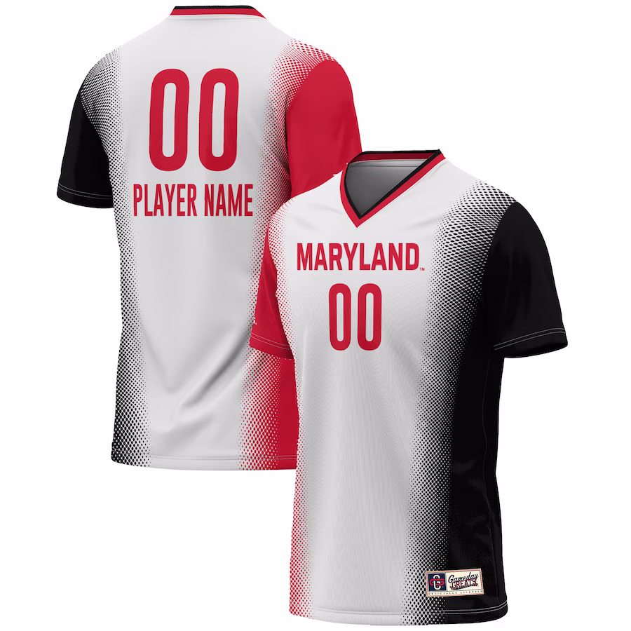 Maryland Terrapins GameDay Greats Unisex NIL Pick-A-Player Lightweight Women's Soccer Jersey - White - SUjersey01