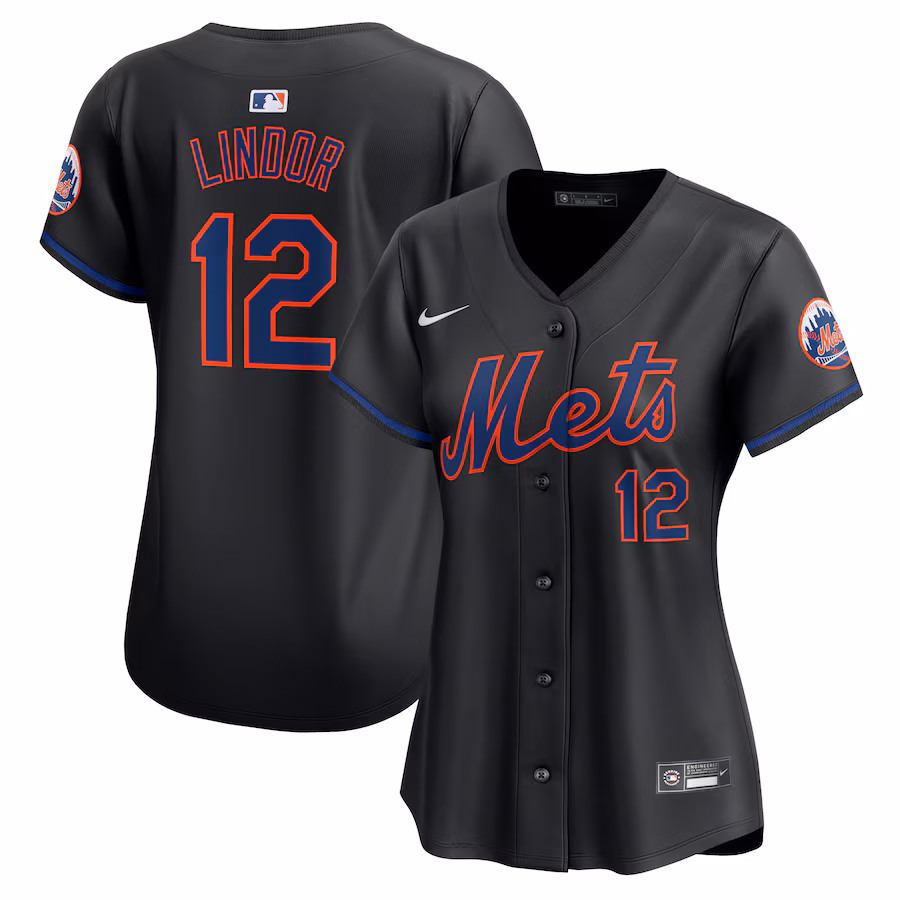 Women's New York Mets Francisco Lindor Nike Black Alternate Limited Player Jersey - SUjersey01