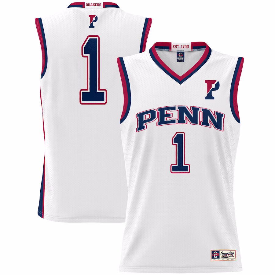 #1 Pennsylvania Quakers GameDay Greats Youth Lightweight Basketball Jersey - White - SUjersey01