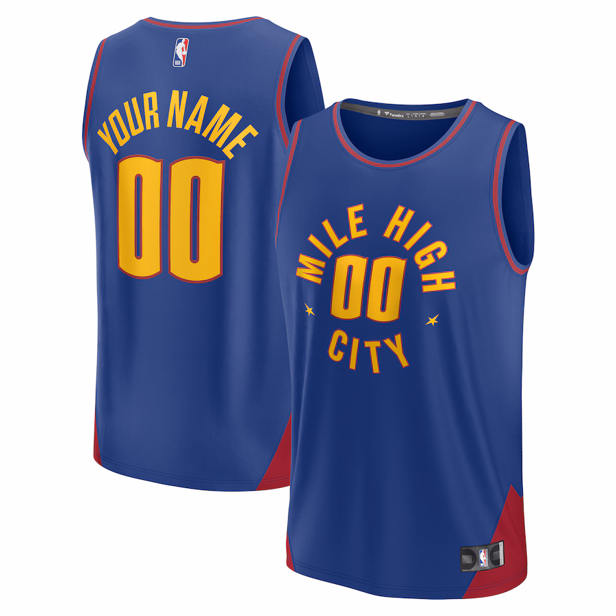 Youth Denver Nuggets Fanatics Blue Fast Break Replica Custom Jersey - Statement Edition - SUjersey01
