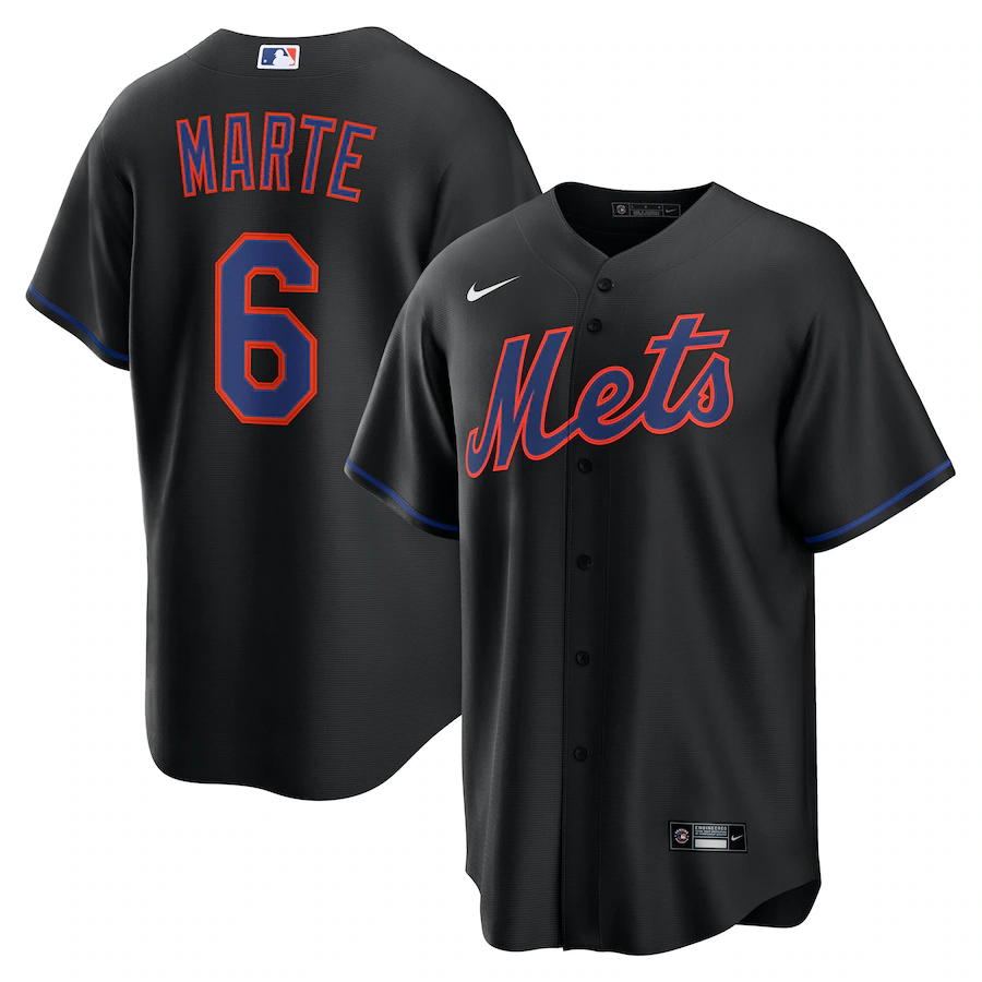 Men's New York Mets Starling Marte Nike Black Alternate Replica 2.0 Player Jersey - SUjersey01