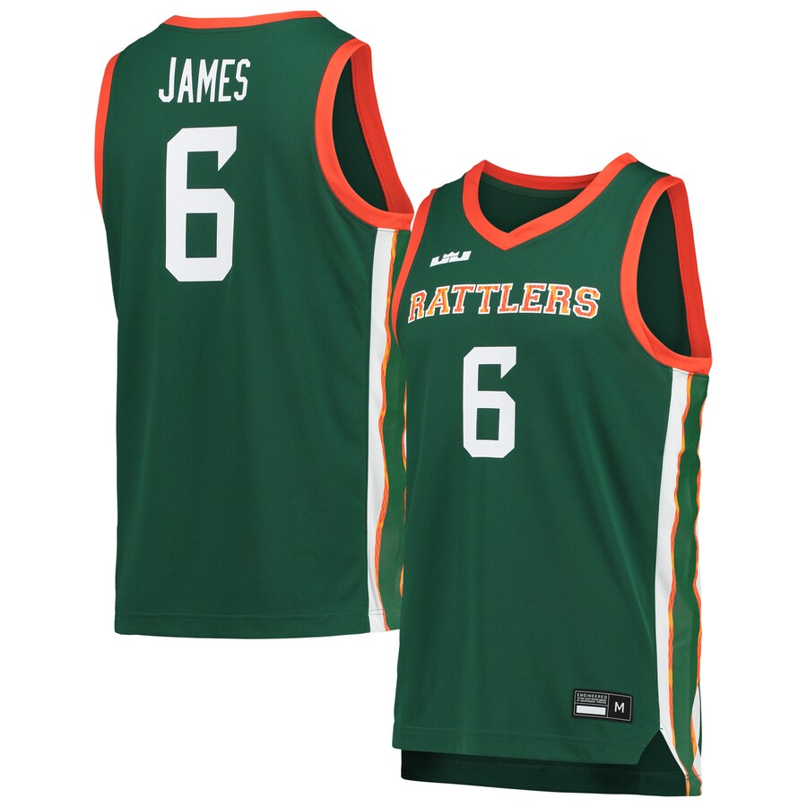 Men's Nike x LeBron James Green Florida A&M Rattlers Replica Basketball Jersey - SUjersey01