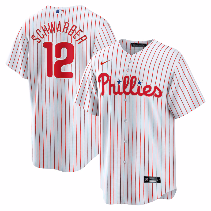 Men's Philadelphia Phillies Kyle Schwarber Nike White Replica Player Jersey - SUjersey01
