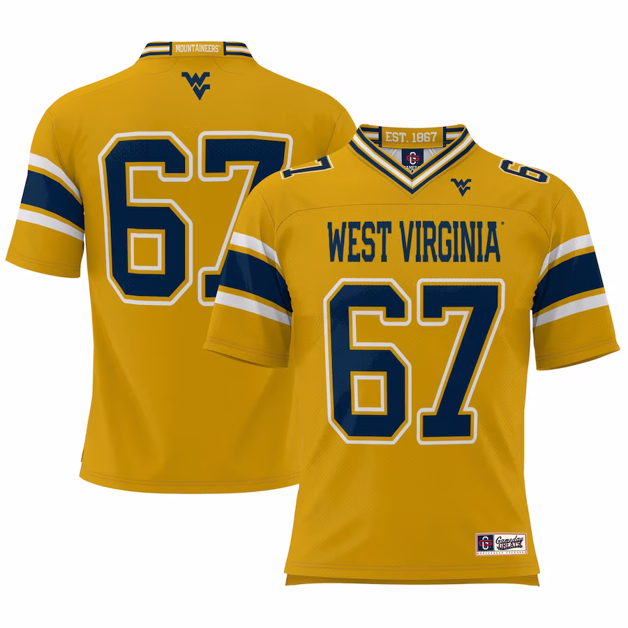 #1 West Virginia Mountaineers GameDay Greats Youth Football Jersey - Gold - SUjersey01