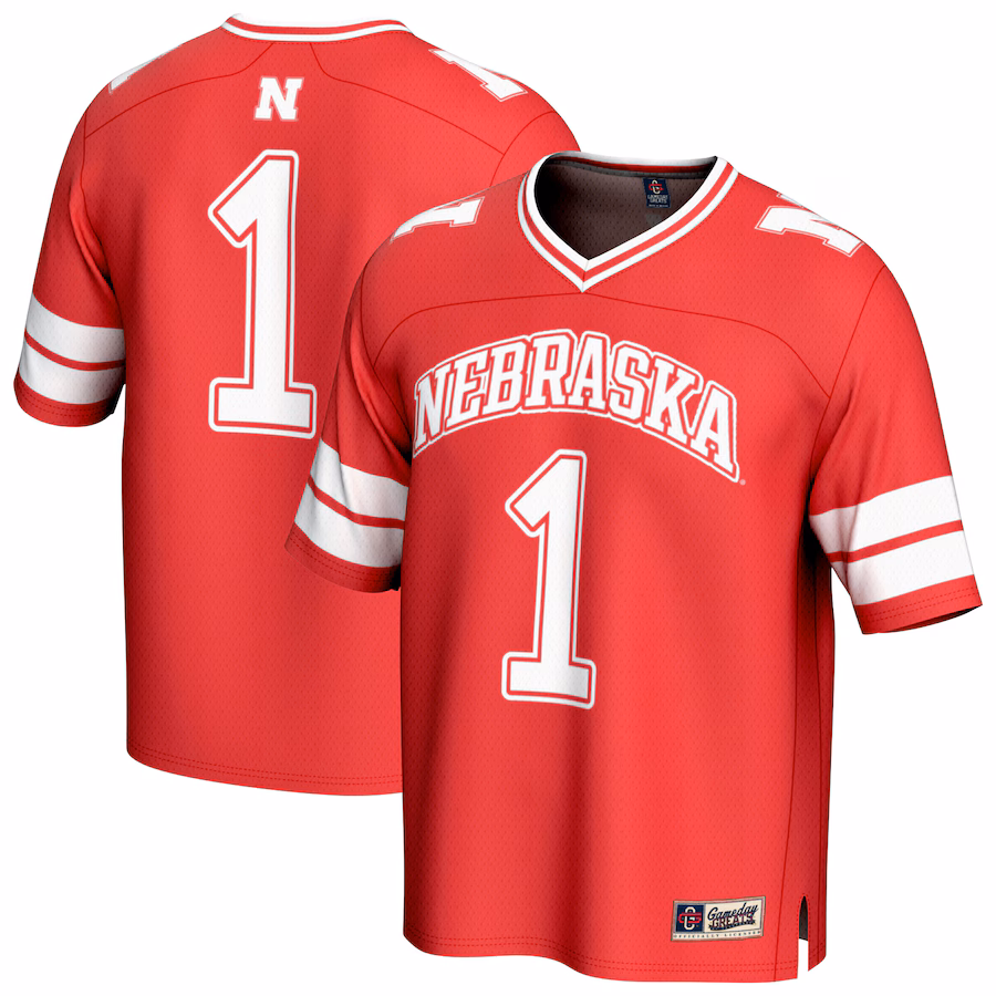 GameDay Greats #1 Scarlet Nebraska Huskers Lightweight Collegiate Football Fashion Jersey - SUjersey01