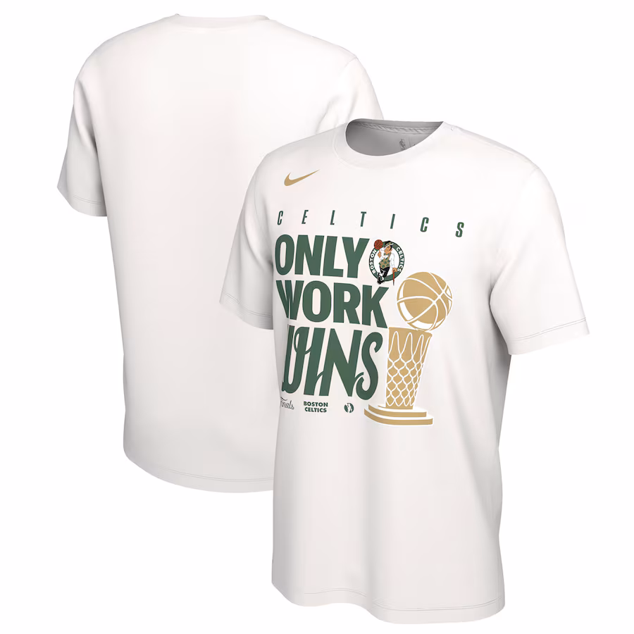 Men's Boston Celtics Nike White 2024 NBA Finals Champions Big & Tall Parade T-Shirt - SUjersey01