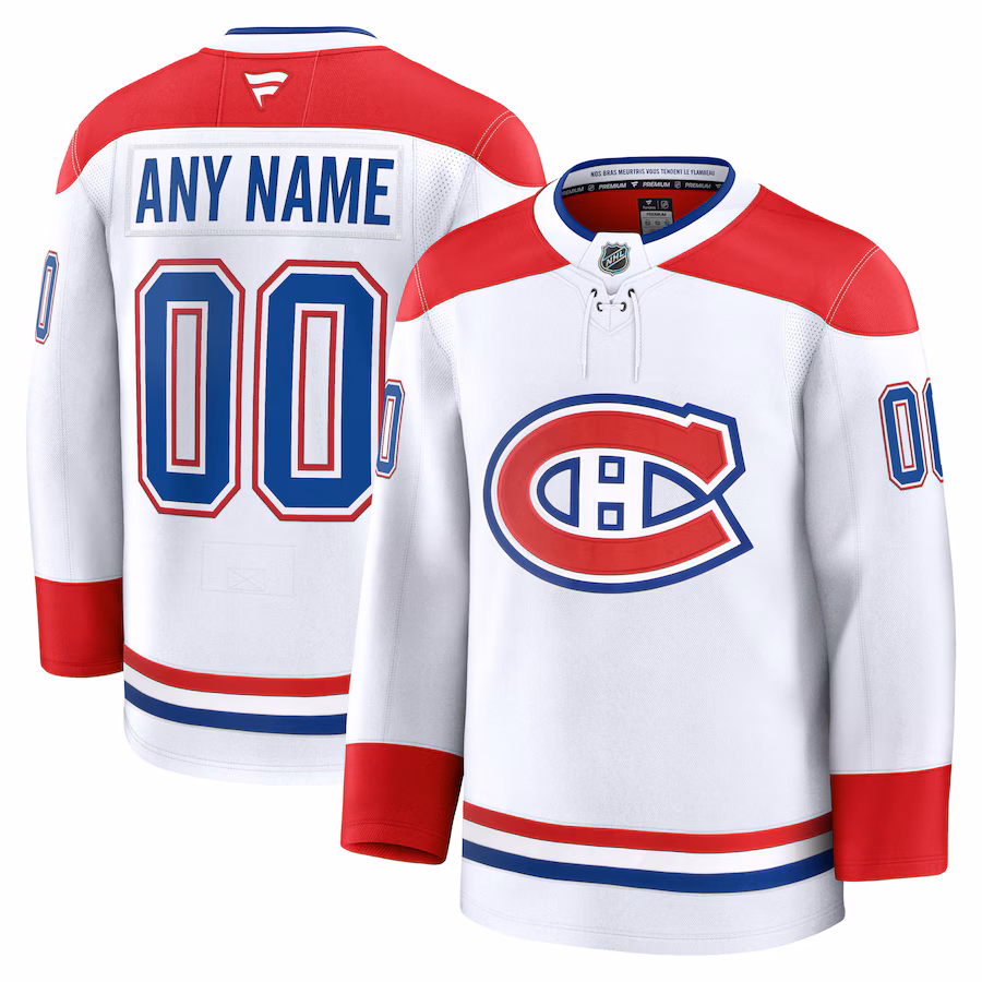 Men's Montreal Canadiens Fanatics White Away Premium Custom Jersey - SUjersey01