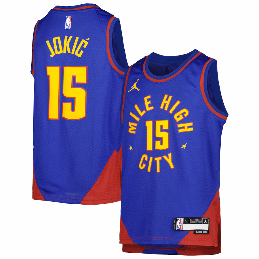 Youth Denver Nuggets Nikola Jokic Jordan Brand Blue Swingman Jersey - Statement Edition - SUjersey01