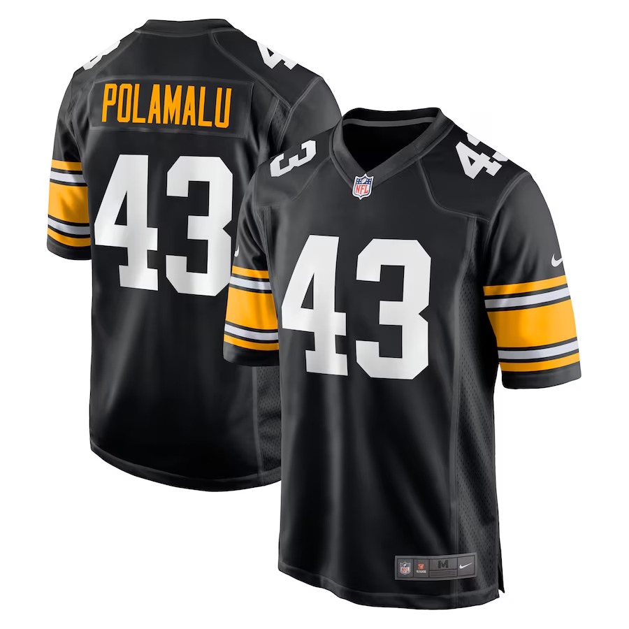Men's Pittsburgh Steelers Troy Polamalu Nike Black Retired Player Jersey - SUjersey01