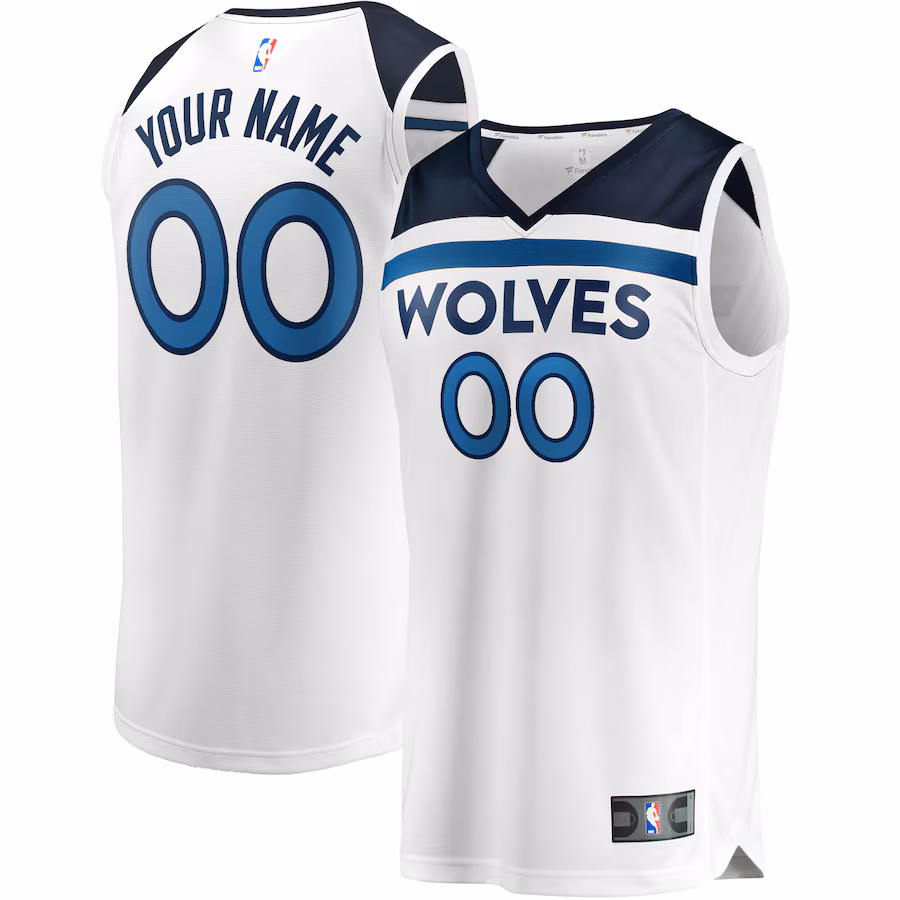 Men's Minnesota Timberwolves Fanatics White Fast Break Custom Replica Jersey - Association Edition - SUjersey01