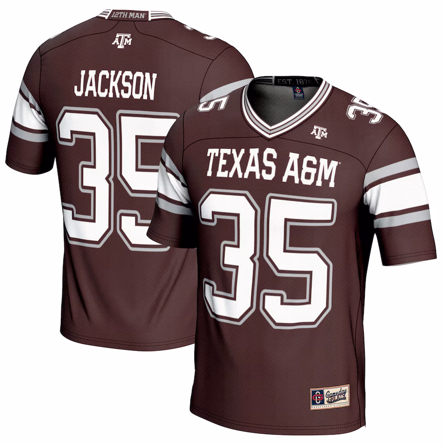 McKinnley Jackson Texas A&M Aggies GameDay Greats NIL Player Football Jersey - Maroon - SUjersey01