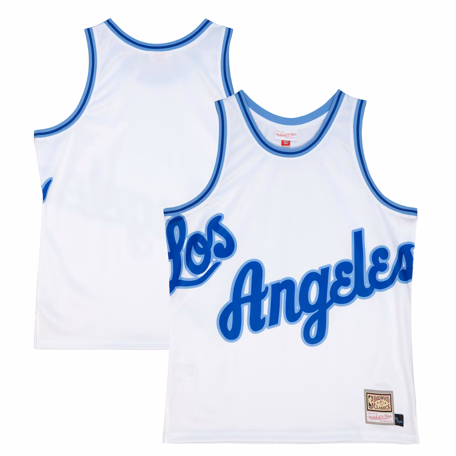 Men's Los Angeles Lakers  Mitchell & Ness White Hardwood Classics Blown Out Fashion Jersey - SUjersey01