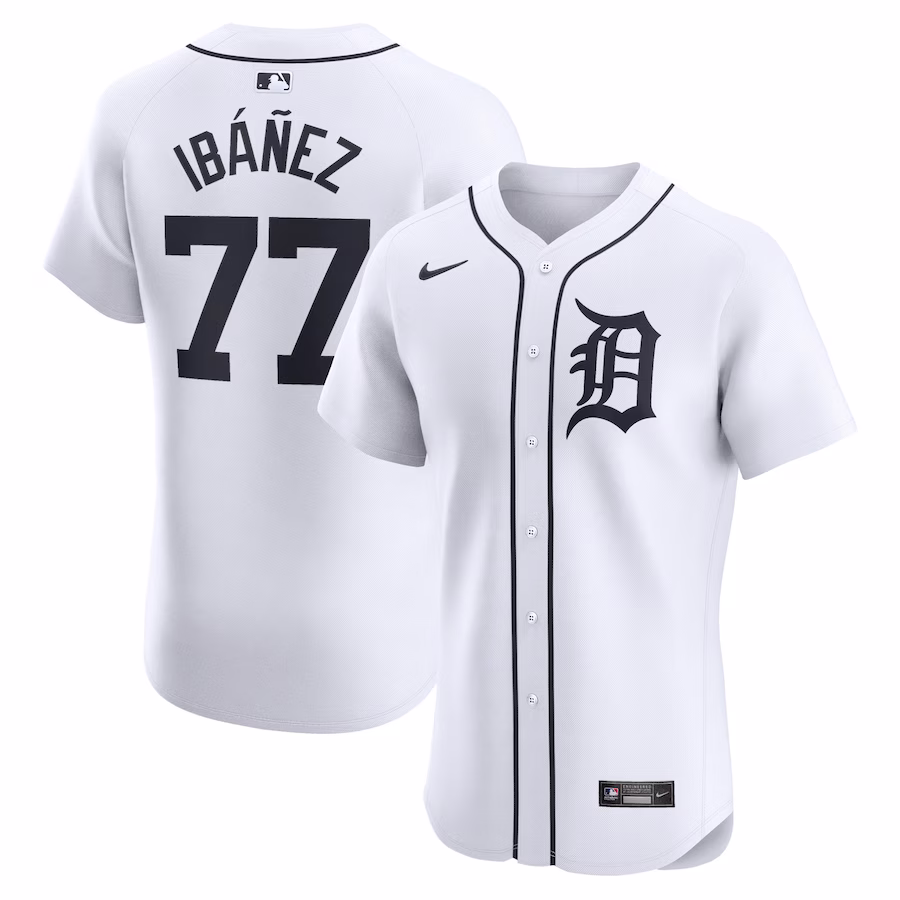 Men's Detroit Tigers Andy Ibanez Nike White Home Elite Player Jersey - SUjersey01