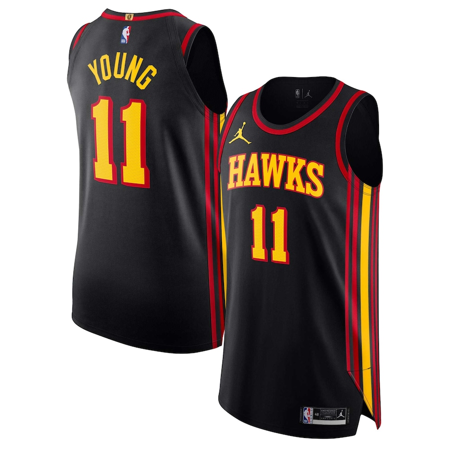 Men's Atlanta Hawks Trae Young Jordan Brand Black Authentic Player Jersey - Statement Edition - SUjersey01