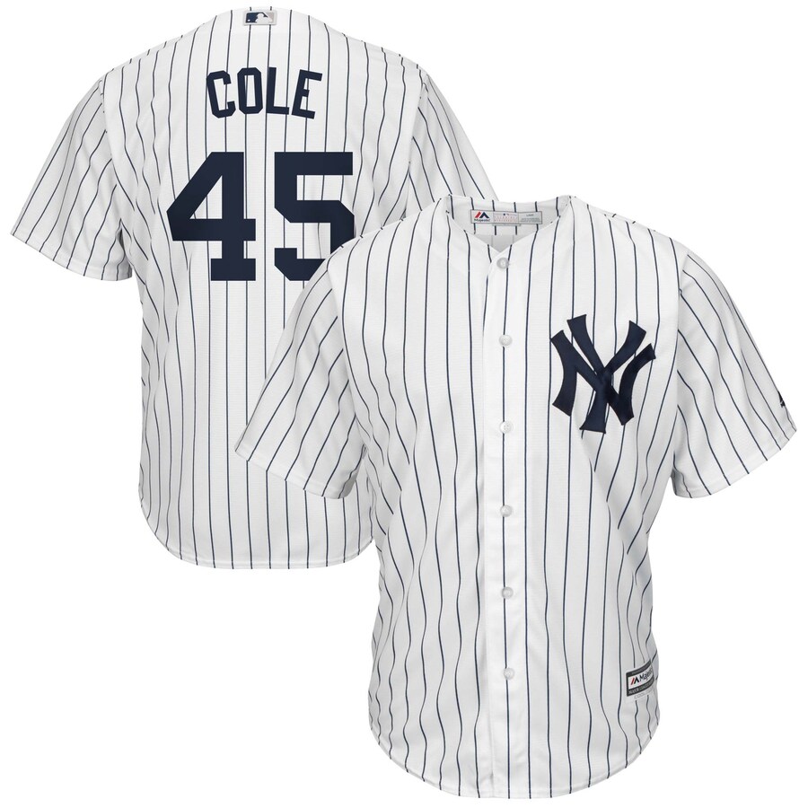 Men's New York Yankees Gerrit Cole White/Navy Big & Tall Replica Player Jersey - SUjersey01