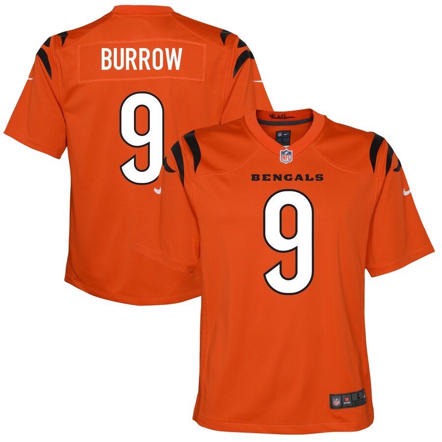 Youth Cincinnati Bengals Joe Burrow Nike Orange Alternate Game Jersey - SUjersey01