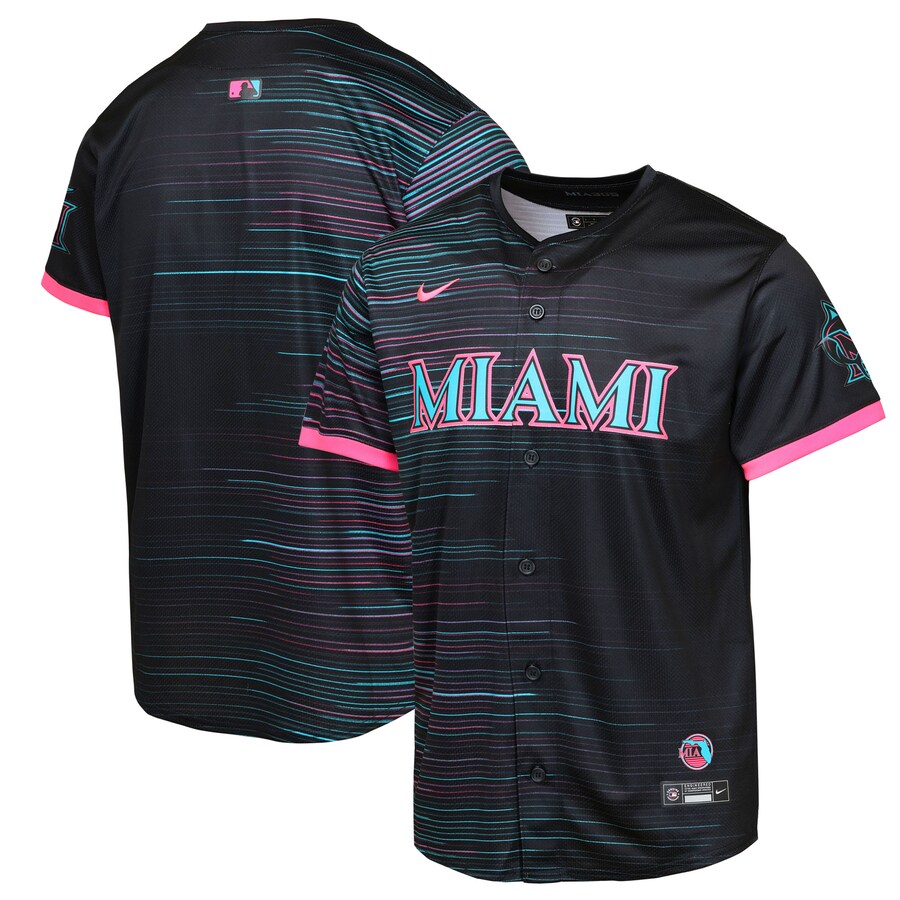 Youth Miami Marlins Black 2025 City Connect Limited Jersey - SUjersey01